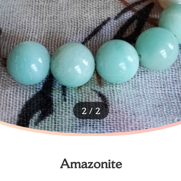 Amazonite Stone Potato Pearls Sterling Clasp Wired Artisan Bracelet - Picture 11 of 15